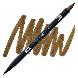 Aкварелен двувърх маркер Tombow ABT Dual Brush, четка 3.5 мм, връх 0.8 мм, 969 chocolate