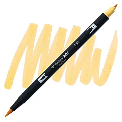 Aкварелен двувърх маркер Tombow ABT Dual Brush, четка 3.5 мм, връх 0.8 мм, 991 light ochre