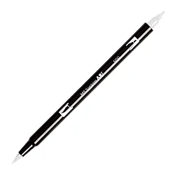 Aкварелен двувърх маркер Tombow ABT Dual Brush, четка 3.5 мм, връх 0.8 мм, N00 blender pen