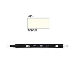 Aкварелен двувърх маркер Tombow ABT Dual Brush, четка 3.5 мм, връх 0.8 мм, N00 blender pen