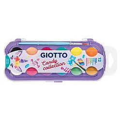 Акварелни бои GIOTTO Candy Collection, ф 30 мм, 12 цвята + четка