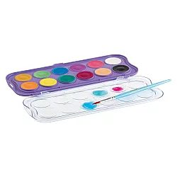 Акварелни бои GIOTTO Candy Collection, ф 30 мм, 12 цвята + четка