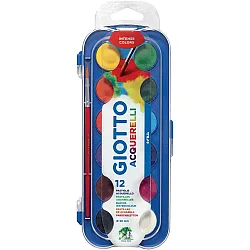 Акварелни бои GIOTTO, ф 30 мм, 12 цвята + четка