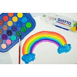 Акварелни бои GIOTTO, ф 30 мм, 24 цвята + четка