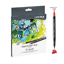 Акварелни двувърхи маркери LYRA aqua brush duo, объл връх и четка, 12 цвята