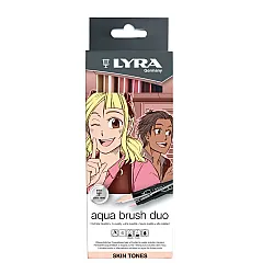 Акварелни двувърхи маркери LYRA aqua brush duo SKIN TONES, объл връх и четка, 6 цвята