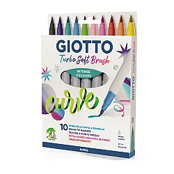 Акварелни маркери GIOTTO Turbo Soft Brush, връх тип четка, 10 интензивни цвята