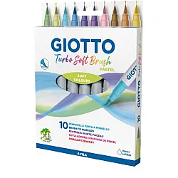 Акварелни маркери GIOTTO Turbo Soft Brush, връх тип четка, 10 пастелни цвята