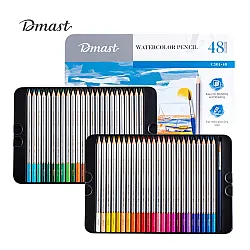 Акварелни цветни моливи Deli Dmast EC301-48, кръгло тяло, 48 цвята + четка, в метална кутия