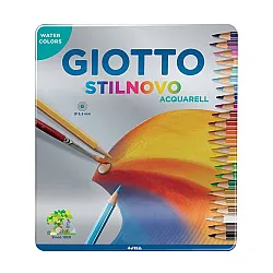 Акварелни цветни моливи GIOTTO STILNOVO, шестоъгълно тяло, 24 цвята, в метална кутия