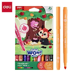 Ароматизирани флумастери Deli Color wow! EC171, връх 8.5 мм, 10 цвята