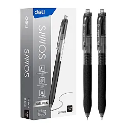 Автоматична гелова химикалка Deli Smoos EG075-BK, с грип, 0.5 мм, черна