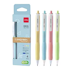 Автоматични гелови химикалки Deli LonGreen EG60E-BL, с грип, 0.5 мм, сини, 4 бр.