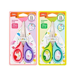 Детска ножица Deli Comiko, E6068, 135 мм, гумирани дръжки, блистер