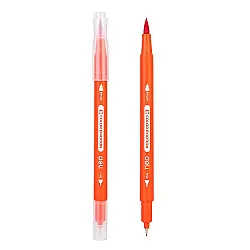 Двувърхи флумастери Deli Color Emotion EC151-12, четка и тънкописец, 12 цвята