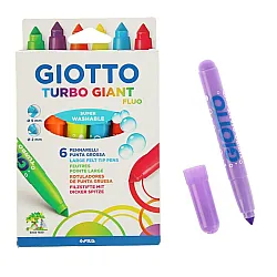 Джъмбо флумастери GIOTTO Turbo Giant Fluo, връх 7.5 мм, 6 интензивни цвята