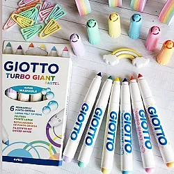 Джъмбо флумастери GIOTTO Turbo Giant Pastel, връх 7.5 мм, 6 пастелни цвята