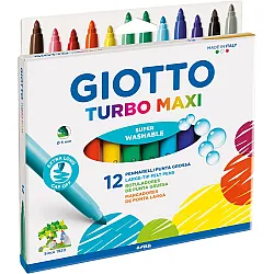 Флумастери GIOTTO Turbo Maxi, връх 5 мм, 12 цвята