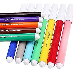 Флумастери GIOTTO Turbo Maxi, връх 5 мм, 12 цвята