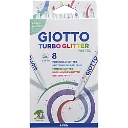Флумастери с брокат GIOTTO Turbo Glitter Pastel, връх 2.8 мм, 8 пастелни цвята
