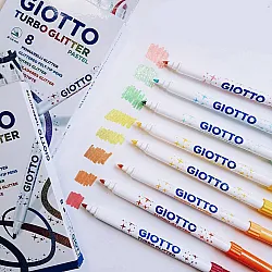 Флумастери с брокат GIOTTO Turbo Glitter Pastel, връх 2.8 мм, 8 пастелни цвята