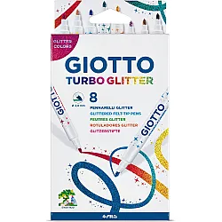 Флумастери с брокат GIOTTO Turbo Glitter, връх 2.8 мм, 8 цвята