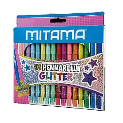 Флумастери с брокат MITAMA Glitter, 8 пастелни и 8 интензивни цвята
