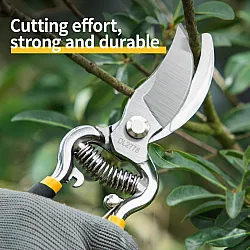Градинска ножица Deli TOOLS EDL2778, 8"/200 мм, стоманено острие, ергономична дръжка, жълточерни