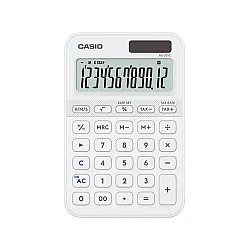 Калкулатор CASIO COLORFUL MS-20YC-W, настолен, 12 dgt, 154.5x101x18мм, бял