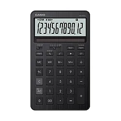 Калкулатор CASIO STYLISH JW-200DQ-BK, настолен, 12 dgt, метален панел, 182х109х20 мм, черен