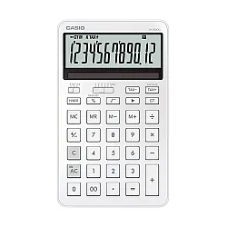 Калкулатор CASIO STYLISH JW-200DQ-WE, 12 dgt, метален панел, 182х109х20 мм, бял