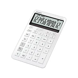 Калкулатор CASIO STYLISH JW-200DQ-WE, 12 dgt, метален панел, 182х109х20 мм, бял
