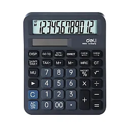Калкулатор Deli Aideas EM02C, настолен, 12 dgt, TAX, 148х126.5х28.6 мм, тъмносив