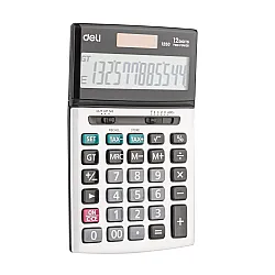 Калкулатор Deli Core E1250, настолен, 12 dgt, метален панел, 180х107х28 мм, сив