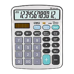 Калкулатор Deli Core EM19810, настолен, 12 dgt, метален панел, 153.5х120.4х29.8 мм, сив
