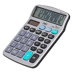 Калкулатор Deli Core EM19810, настолен, 12 dgt, метален панел, 153.5х120.4х29.8 мм, сив