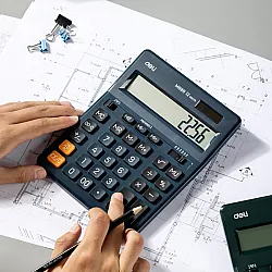 Калкулатор Deli Core EM888F, настолен, 12 dgt, 203х158х31 мм, тъмносин