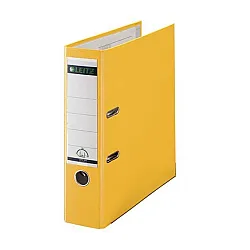 Класьор LEITZ 180°, РР, A4, 80 мм, метален кант, сменяем етикет, жълт