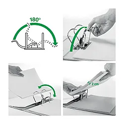 Класьор LEITZ 180°, РР, A4, 80 мм, метален кант, сменяем етикет, жълт