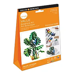 Комплект за рисуване с акрилни бои DALER-ROWNEY Activity Set Acrylic - Botanical, 12 части