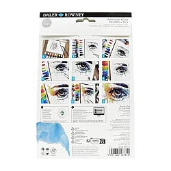 Комплект за рисуване с акварелни бои DALER-ROWNEY Activity Set Watercolor - Eyes, 16 части