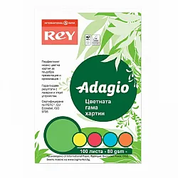 Копирна хартия REY Adagio, A4, 80 г, микс 5 наситени цвята, пакет 100 л.