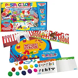 Креативен комплект MITAMA Pasta Colore Circus Lab, 10 цвята глина, 26 аксесоара, 2 циркови палатки