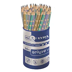 Моливи без гума LYRA Groove Slim Metallic, триъгълно тяло, HB, 96 бр. в чашка