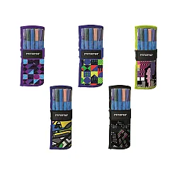 Навиващ се несесер MITAMA 2 in 1 Writing Roll от 17 тънкописци, 4 химикалки, 4 текстмаркери