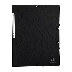 Папка с ластик и 3 капака EXACOMPTA Premium, A4, Genuine картон 400 г, черна
