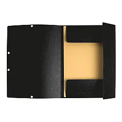 Папка с ластик и 3 капака EXACOMPTA Premium, A4, Genuine картон 400 г, черна