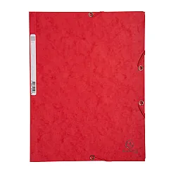 Папка с ластик и 3 капака EXACOMPTA Premium, A4, Genuine картон 400 г, червена