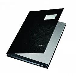 Папка за подписи LEITZ, 240х340 мм, A4+,  рециклиран картон 700 г с РР фолио, 10 отделения, черна