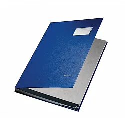 Папка за подписи LEITZ, 240х340 мм, A4+,  рециклиран картон 700 г с РР фолио, 10 отделения, синя
